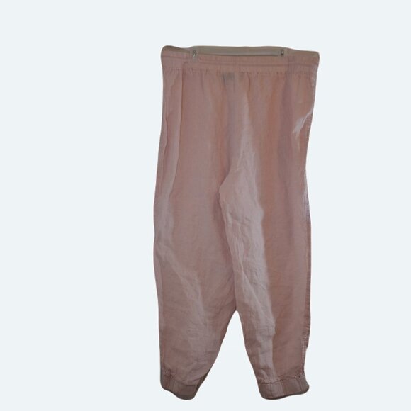 Rafaella Blush Pink 100% Linen Drawstring Palazzo Pants Size 3XL - Picture 3 of 9